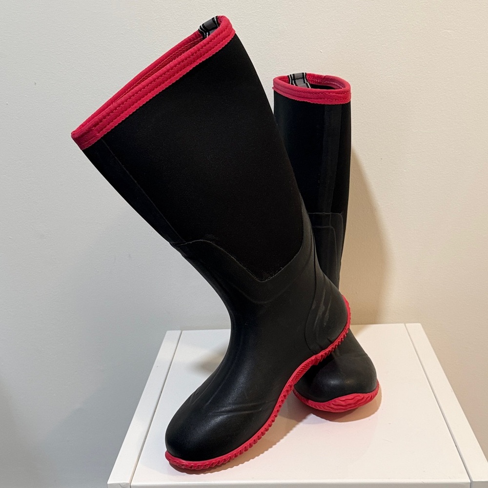 HISEA Women's Black and Pink Aqua X Women's Neoprene Rain Boots size 11